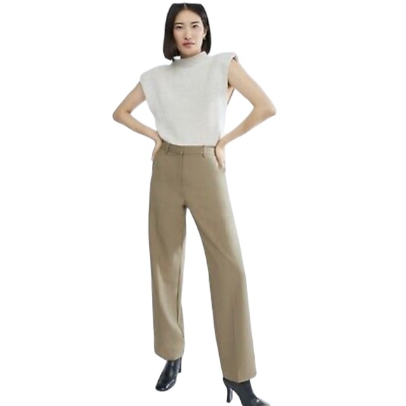 ARITZIA Babaton Agency Italian Twill Tan Wide Leg Pants Trousers - Picture 2 of 9